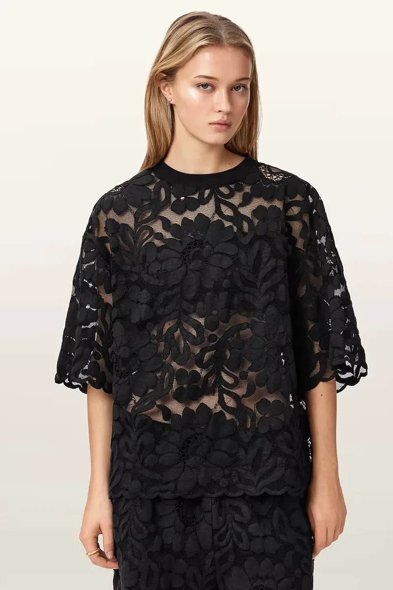 AllSaints μπλούζα γυναικεία δαντελένια AMELIE