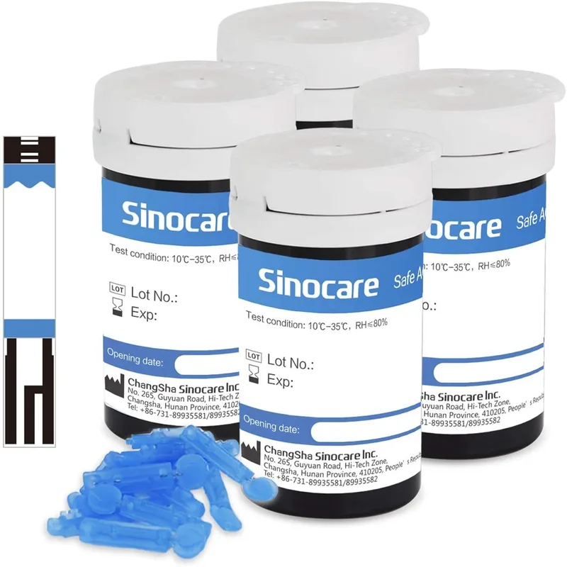 Sinocare Safe AQ Angel Blood Glucose Monitor with Innovative Chips, Quick Measurement and Tiny Volume | No Meter+only 100pcs×(strips+lancets) | mmol/l