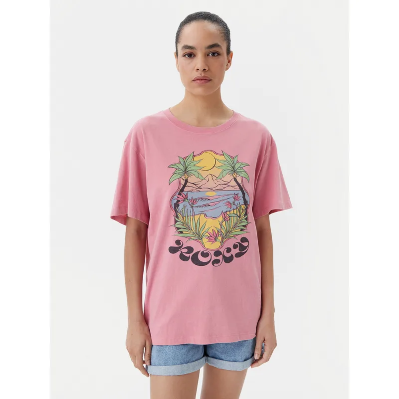 Roxy T-Shirt ERJZT05905 Ροζ Oversize