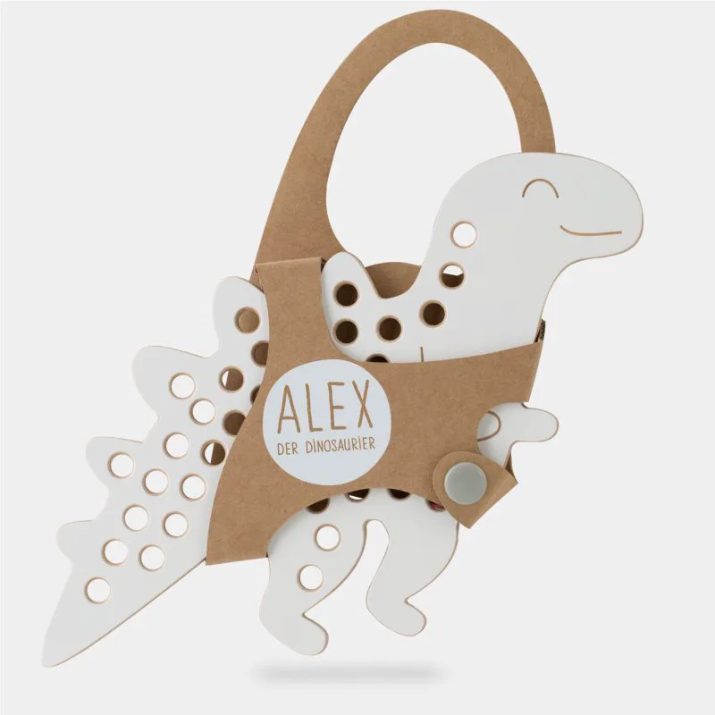 Milin Big Wooden Lacing Toy Dinosaur Alex παιχνίδι δραστηριοτήτων 22 cm x 15 cm x 0,7 cm 1 τμχ