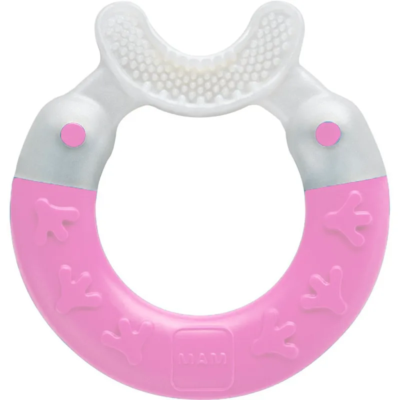 Mam Bite & Brush Teether 3m+ Ροζ Πολυκρίκος Οδοντοφυΐας για Καθαρισμού Δοντιών & Μασάζ στα Ευαίσθητα Ούλα για Μωρά από 3 Μηνών 1 Τεμάχιο, Κωδ 560G
