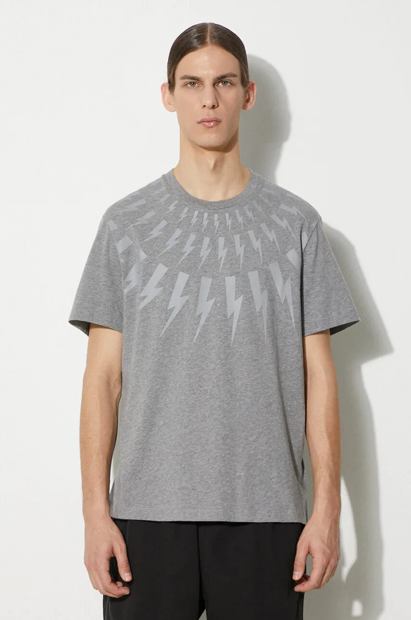 Βαμβακερό μπλουζάκι Neil Barrett Fairisle Thunderbolt Slim