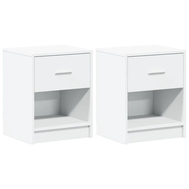 vidaXL Κομοδίνα 2 τεμ. με Συρτάρι Λευκά 40x34x50 εκ.