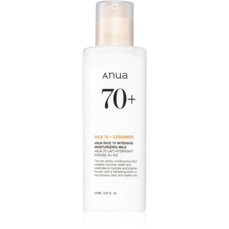 Anua Rice 70 Intensive Moisturizing Milk λαμπρυντικό και ενυδατικό γαλάκτωμα για το πρόσωπο 150 ml