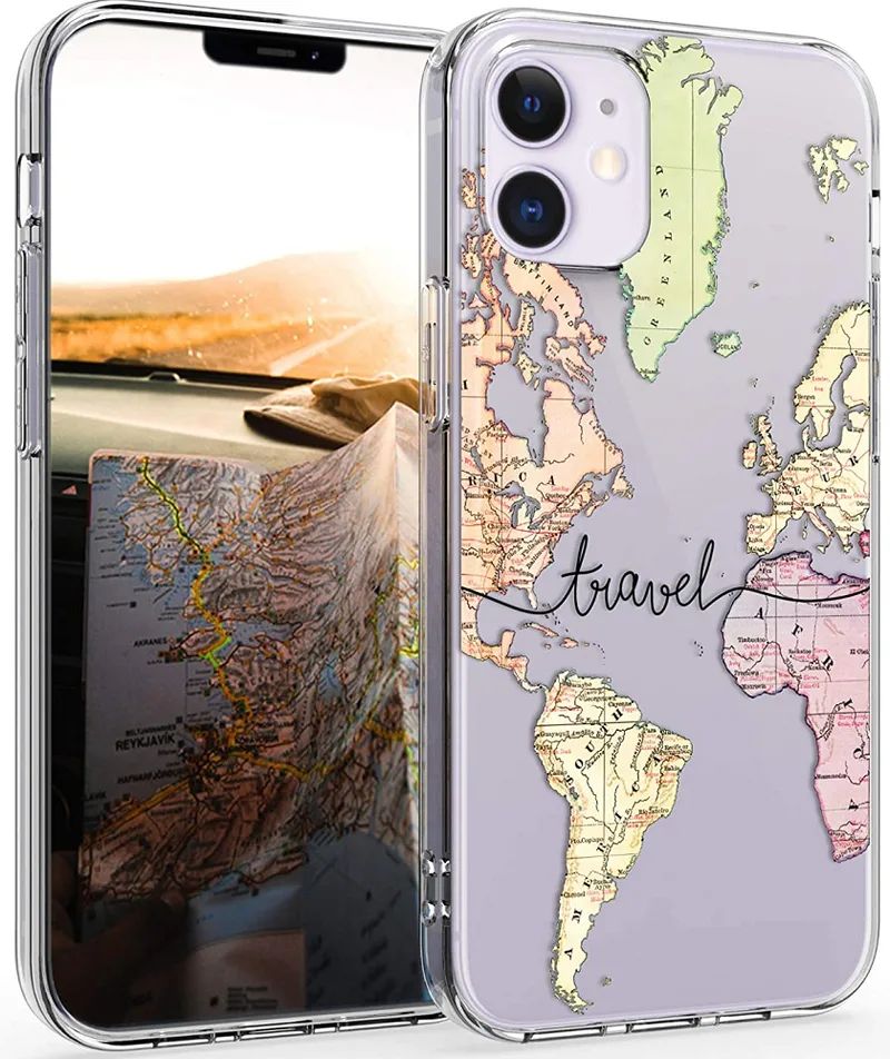 KWmobile Θήκη Σιλικόνης Apple iPhone 12 mini - Travel / Black / Multicolor / Transparent (53038.02)