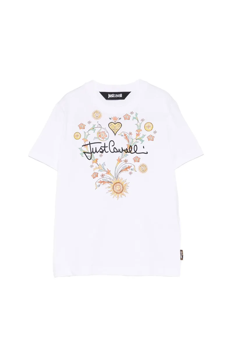 Just Cavalli γυναικείο T-shirt με all-over print - 80PAHT28CJ500 Λευκό