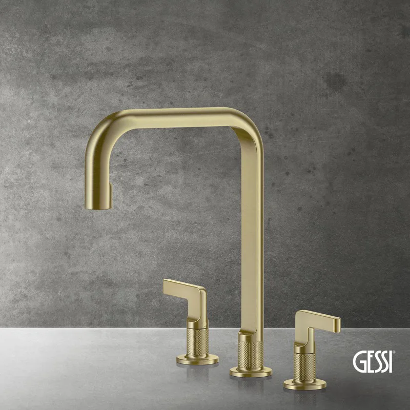 Μπαταρία κουζίνας 3 Οπών Gessi Inciso 58701-727 Brass Brushed PVD (Ύψος 31.5cm)