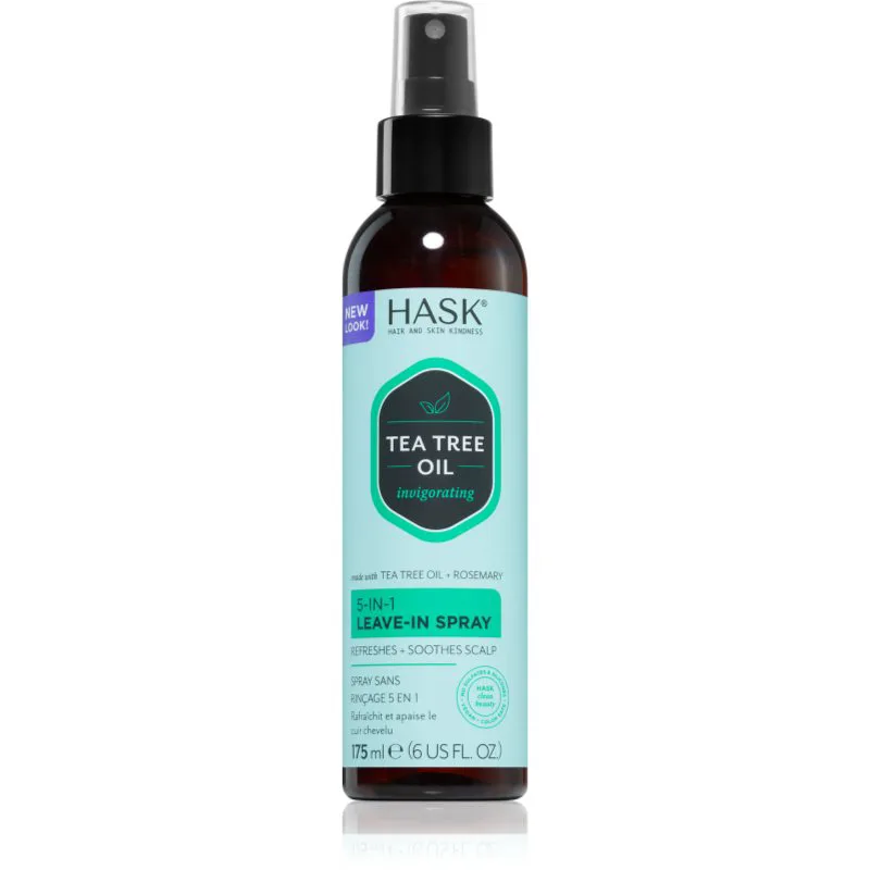 HASK Tea Tree Oil & Rosemary σπρέι χωρίς ξέβγαλμα για ξηρό και κνησμώδες δέρμα της κεφαλής 175 ml
