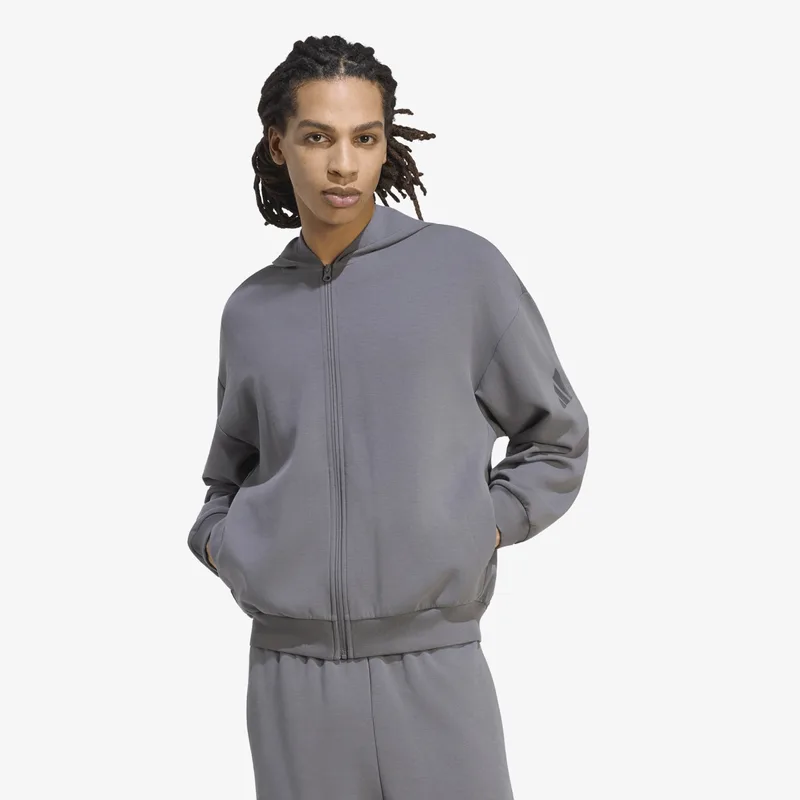 Φούτερ adidas Soft Lux Full-Zip Hoodie Grey Five XL