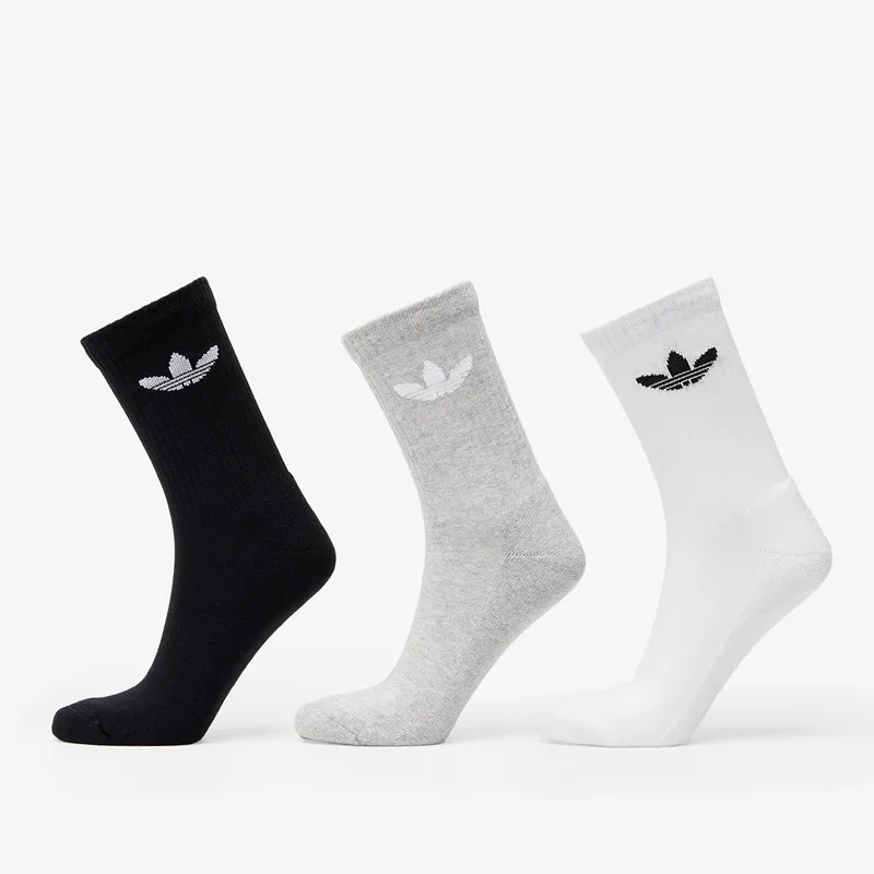 adidas Trefoil Cushion Crew Sock 6-Pack Black/ White/ Medium Grey Heather L