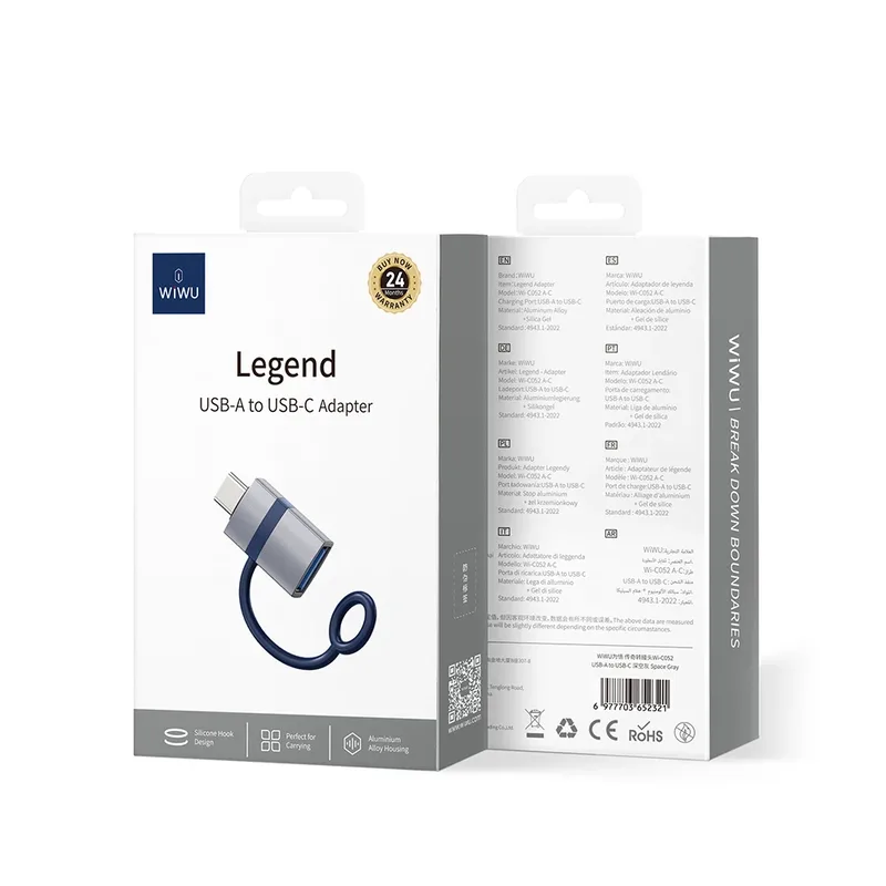 WiWU USB to USB-C Adapter Grey (C052)