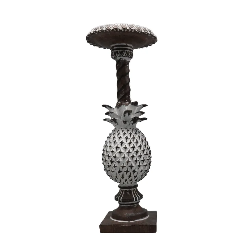 Κηροπήγιο Polyresin Ανανάς Καφέ ESPIEL 10,8x31εκ. FIG204 (Ύφασμα: Polyester, Χρώμα: Καφέ) - ESPIEL - FIG204