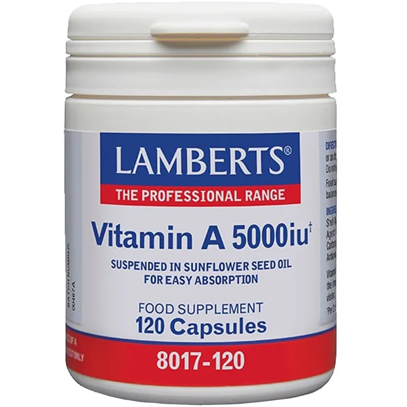 Lamberts Vitamin A Συμπλήρωμα Διατροφής Βιταμίνης Α με Αντιοξειδωτική Δράση για την Καλή Υγεία των Οστών, Δέρματος & Ματιών 5000iu, 120caps