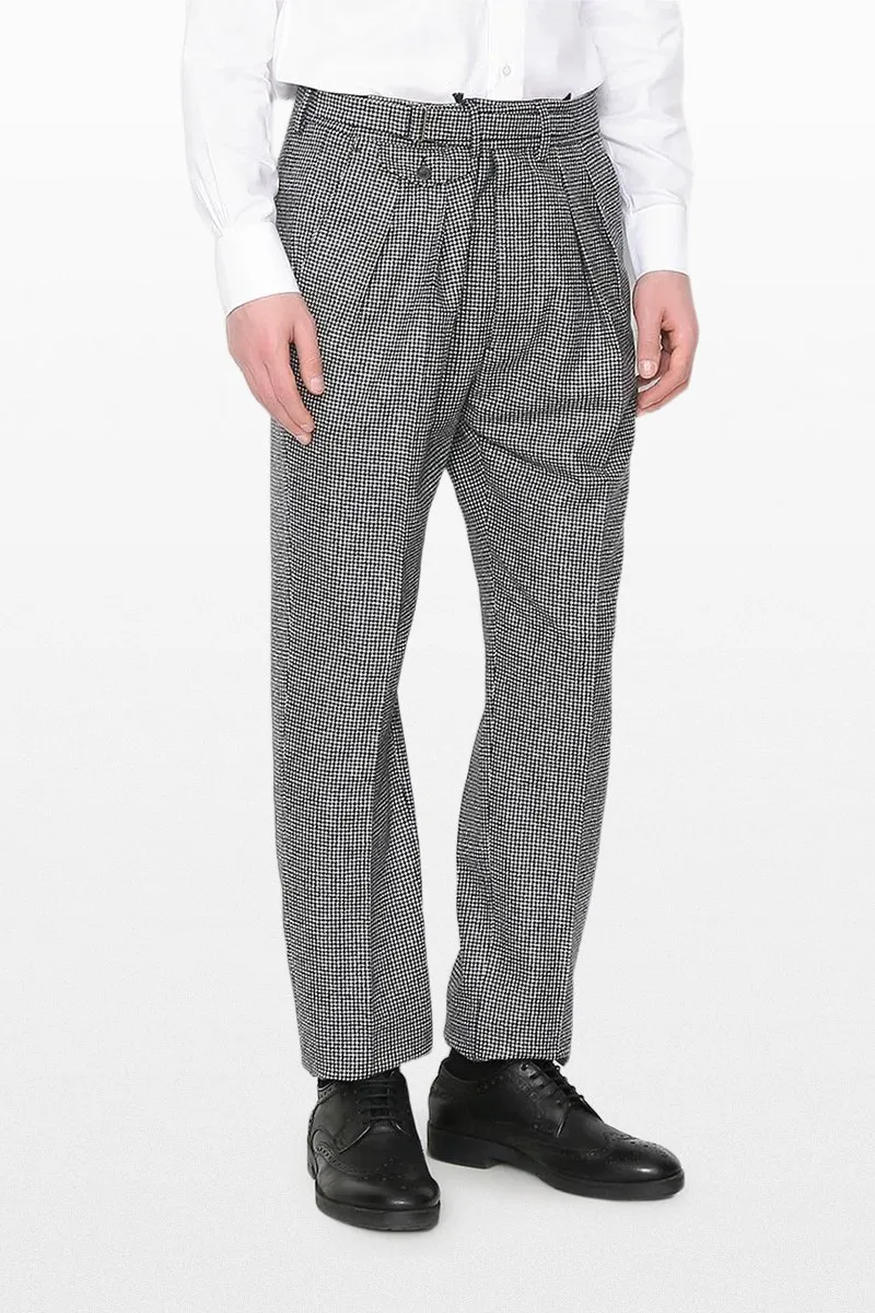 LARDINI Ανδρικό Γκρι Patterned Straight Trousers In Grey
