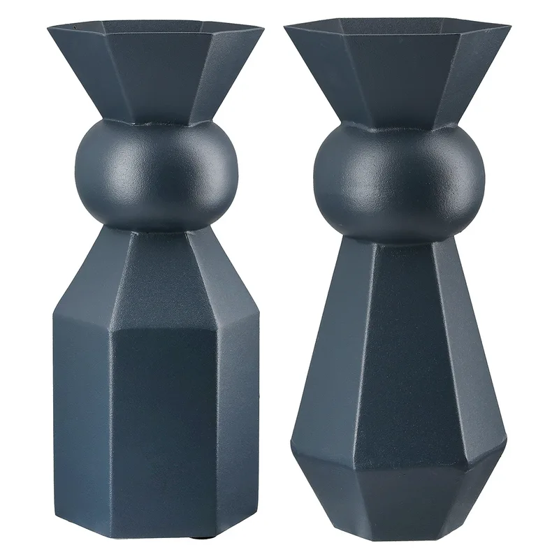 Κηροπήγιο ArteLibre Σκούρο Μπλε Μέταλλο 10x10x24cm Σε 2 Σχέδια