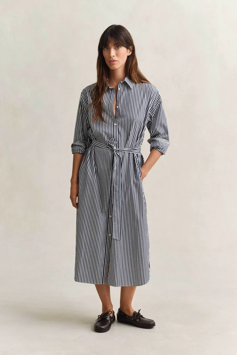 Gant γυναικείο midi φόρεμα σεμιζιέ με ριγέ σχέδιο Regular Fit - 4503485 Μπλε Σκούρο