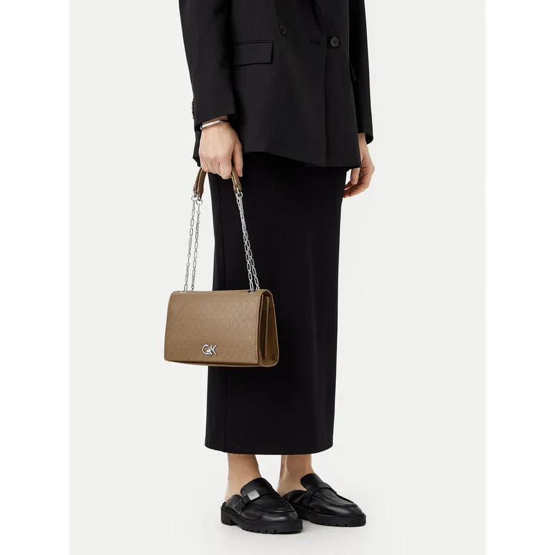 Τσάντα Calvin Klein Ck Medium Conv Shoulder Bag_Mono K60K613138 Καφέ