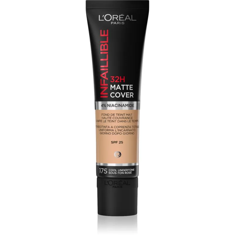 L’Oréal Paris Infallible 32H Matte Cover μακράς διαρκείας ματ μεικ απ SPF 25 απόχρωση 175 (Cool Undertone) 30 ml