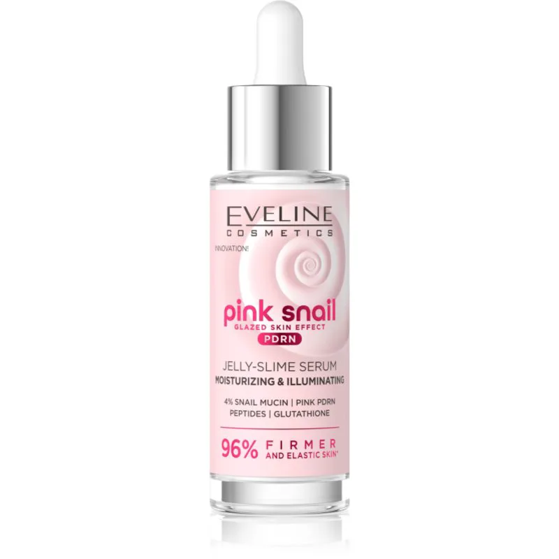Eveline Cosmetics Ροζ Snail Glazed Skin Effect λαμπρυντικός ορός για το πρόσωπο 30 ml