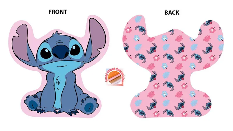 Mini Μαξιλάρι 3D AOP Disney Home Stitch 689 20 cm Ροζ 100% Velboa
