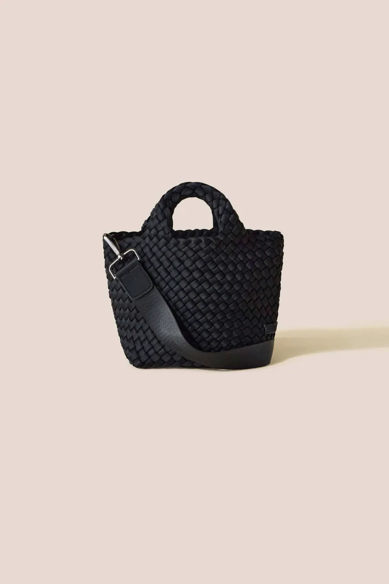 Naghedi γυναικεία τσάντα tote με πλεκτό σχέδιο "St. Barths Petit" - NSN03011LD Μαύρο