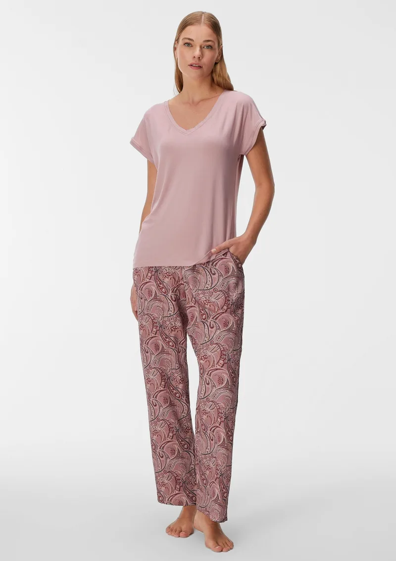 GoldenBay Γυναικεία Πιτζάμα Παντελόνι Boho Ροζ - Dusty Rose
