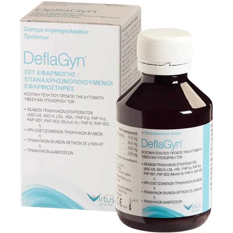 DeflaGyn Vaginal Gel Κολπική Γέλη για τη Θεραπευτική Αντιμετώπιση απο τις Τραχηλικές Βλάβες & Ασαφή Τραχηλικά Επιχρίσματα 150ml