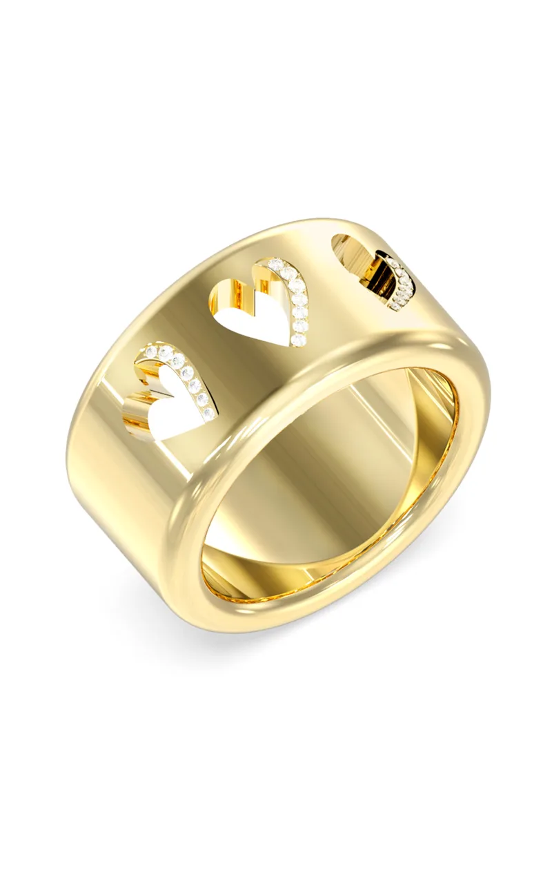 GUESS STEEL BY YOUR SIDE JUBR06086JWYG-No.54 Δαχτυλίδι Χρυσό Με Καρδιές