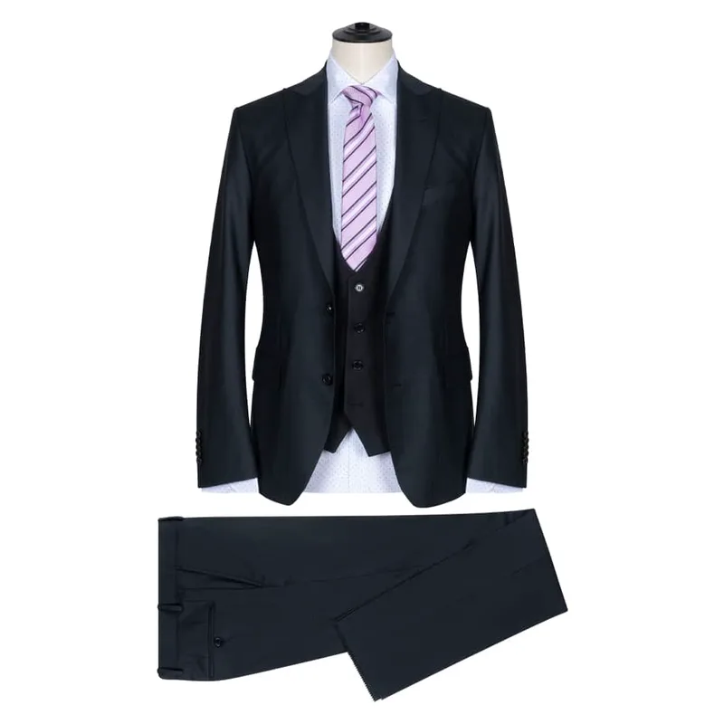 Prince Oliver Κοστούμι Μαύρο Καρό Finest Wool (Modern Fit)