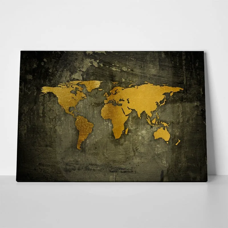 Πινακας σε καμβά GOLDEN WORLD MAP