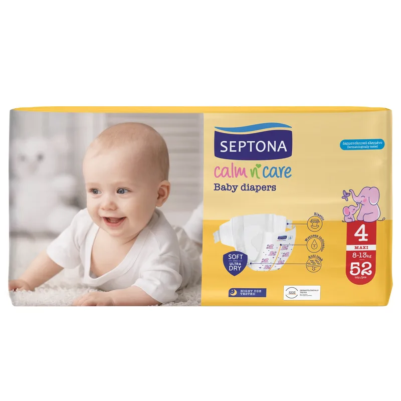 Septona Calm n' Care Baby Diapers Maxi No4 (8-13kg) 52 Τεμάχια