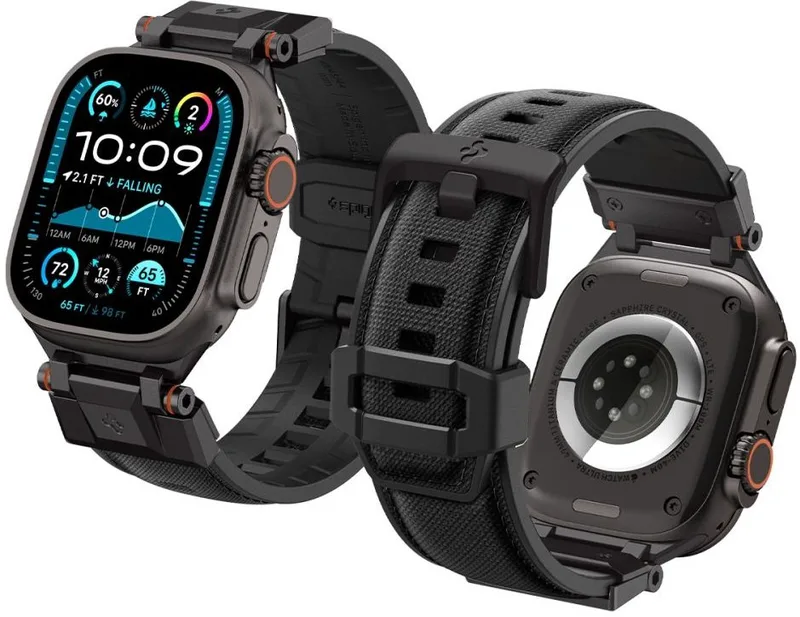 Λουράκι Apple Watch Ultra/SE/11/10/9/8/7/6/5/4 (49/46/45/44mm) Spigen DuraPro Armor Σιλικόνης - Black Edition (AMP09229)
