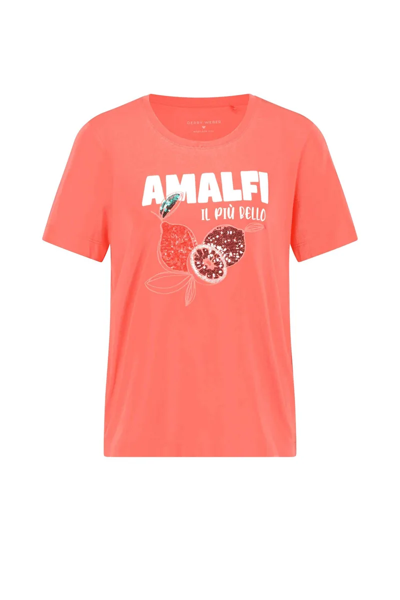 Gerry Weber γυναικείο T-shirt με print από παγιέτες - 570335-35019 Πορτοκαλί