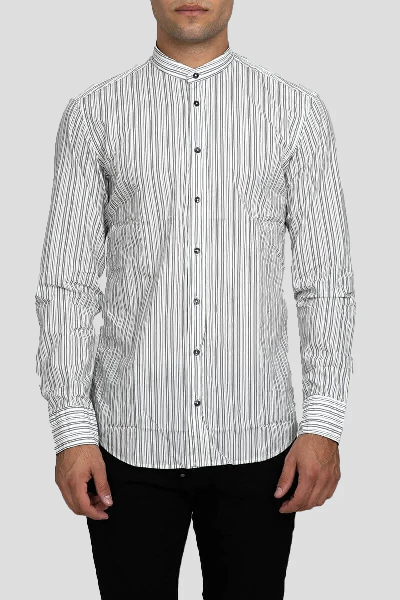 BASTONCINO Ανδρικό Λευκό White Pinstripe Long-Sleeved Shirt
