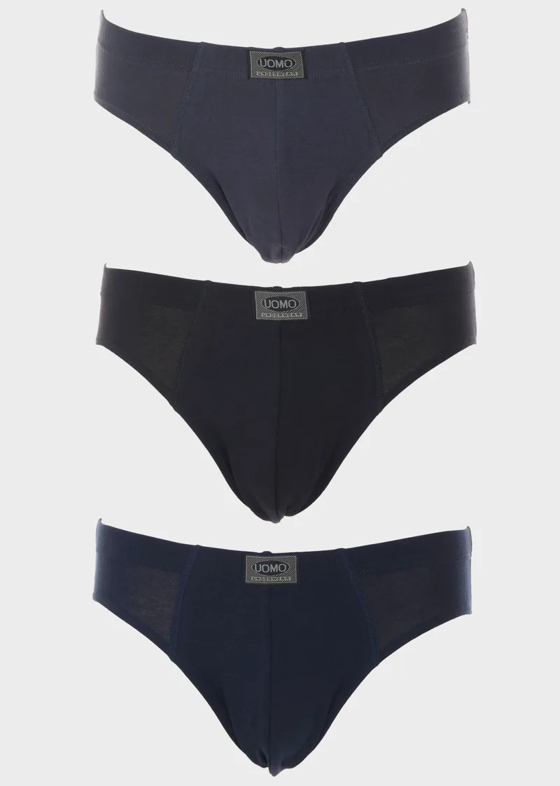 Ανδρικό slip UOMO μονόχρωμο. Συσκευασία 3pack. MULTI COLOUR