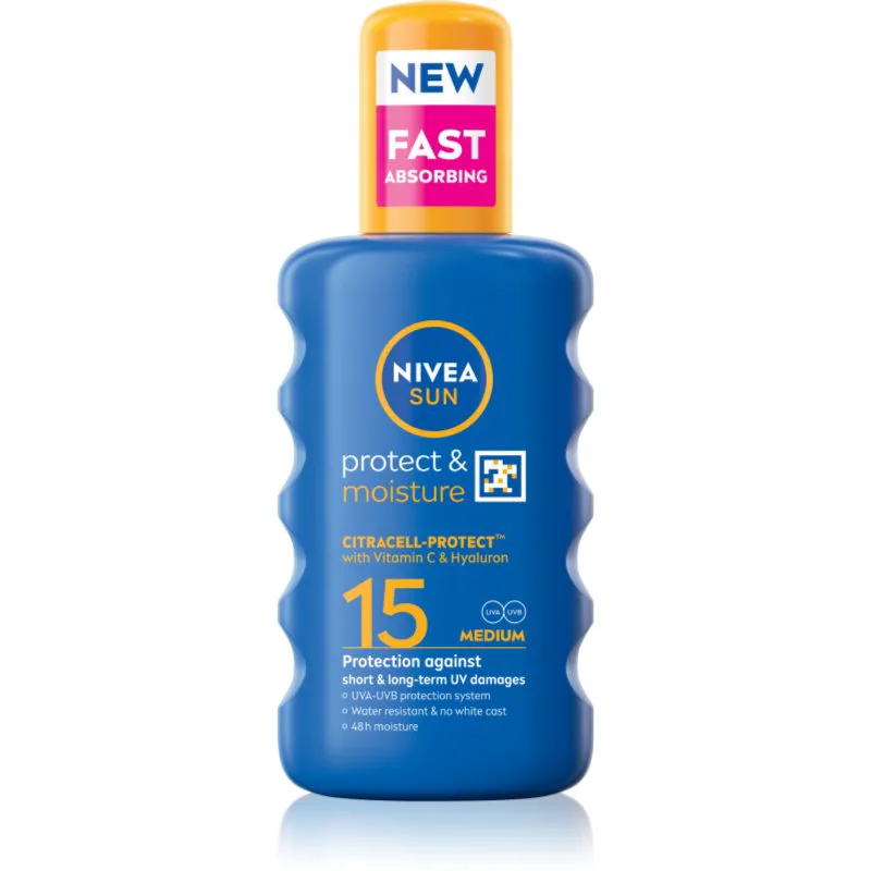 NIVEA SUN Protect & Moisture αντηλιακό σπρέι SPF 15 200 ml