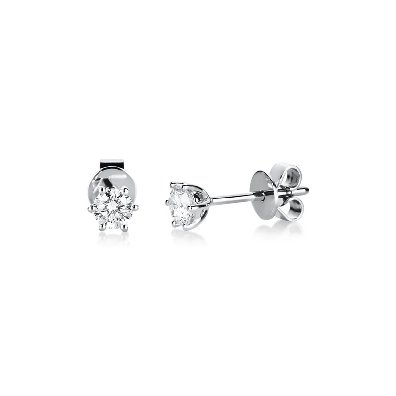 Diamond Group Σκουλαρίκια Μονόπετρα με Διαμάντια Brilliant από Λευκό Χρυσό 18 Καρατίων SK2177