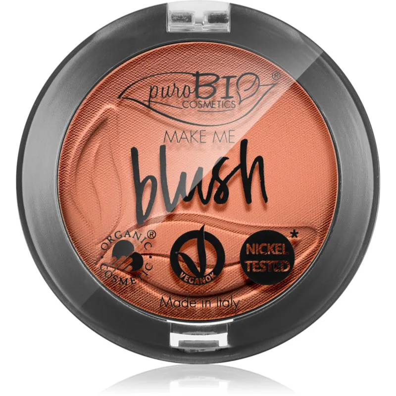 puroBIO Cosmetics Long-lasting Blush μακράς διαρκείας ρουζ απόχρωση 02 Matte Coral Ροζ 5,2 γρ