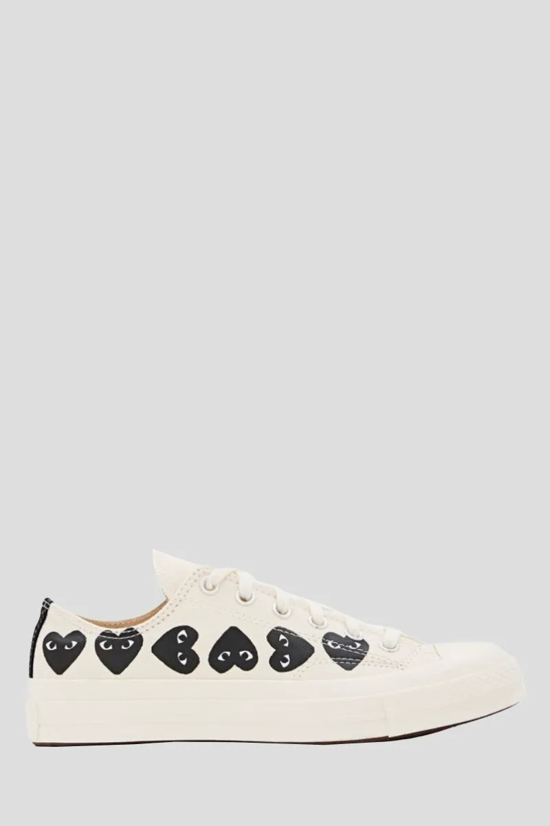 COMME DES GARÇONS PLAY Ανδρικό ΛΕΥΚΟ Multi Hearts Low Top All Star In White