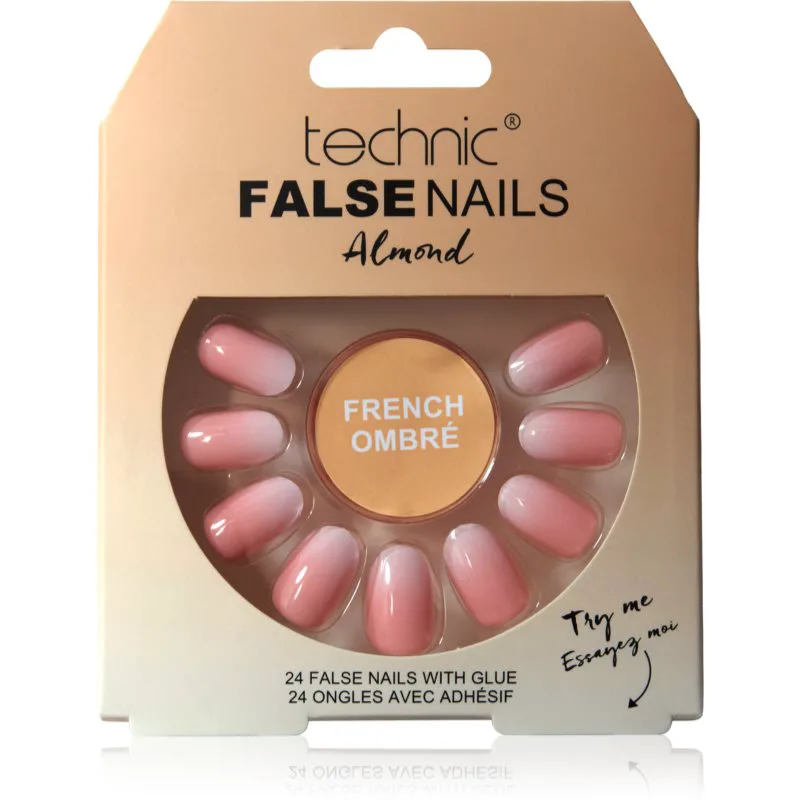 Technic Cosmetics False Nails Almond Ψεύτικα νύχια French Ombré 24 τμχ