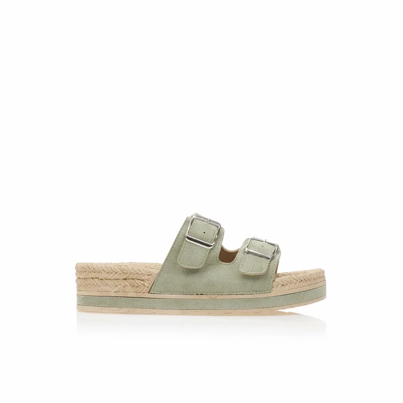 Εσπαντρίγιες TSOUKALAS flatforms λαδί σουέτ ΛΑΔΙ