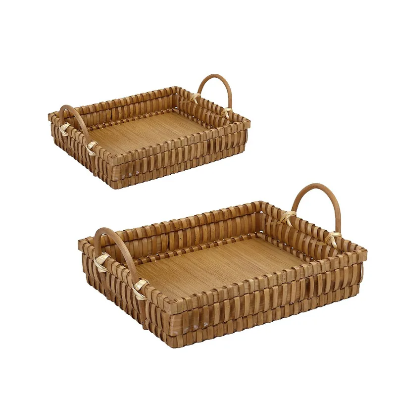 Καλάθι Σετ 2τμχ Με Λαβές Ψάθινο Μπεζ 43x33x9εκ.-38x27x9εκ. ESPIEL XYP501 (Υλικό: Ψάθινο, Χρώμα: Μπεζ) - ESPIEL - XYP501