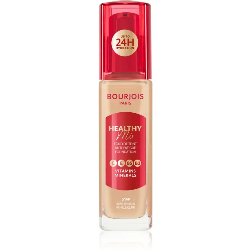 Bourjois Healthy Mix λαμπρυντικό ενυδατικό μεικ απ 24 ώρες απόχρωση 51W Light Vanilla 30 ml
