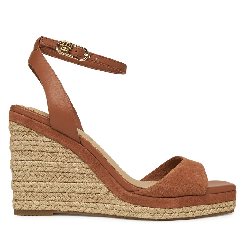 Εσπαντρίγιες Tommy Hilfiger Leather & Suede High Wedge Espad FW0FW08803 Καφέ