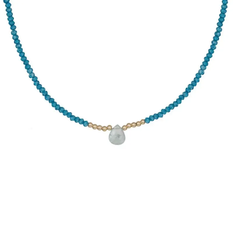 Γυναικείο κολιέ Κ14 Aqua Drop &amp; Salomite 043114 043114 Χρυσός 14 Καράτια