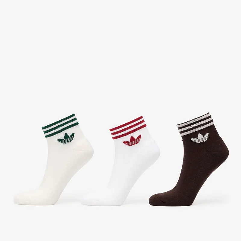 adidas 3-Stripes Ankle Socks 3 Pairs Off White/ Aurora Coffee/ White S