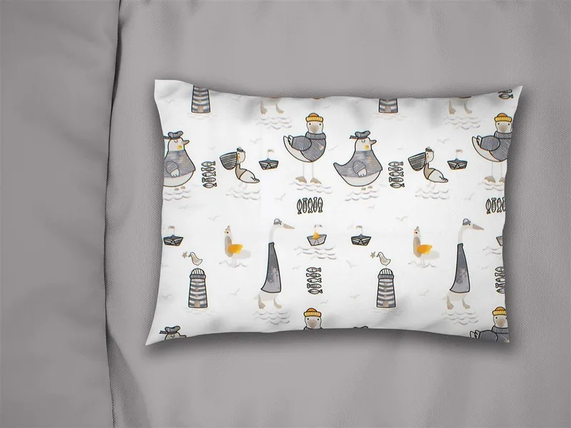 Παιδική Μαξιλαροθήκη Dimcol Seabirds 578 50x70 White-Grey
