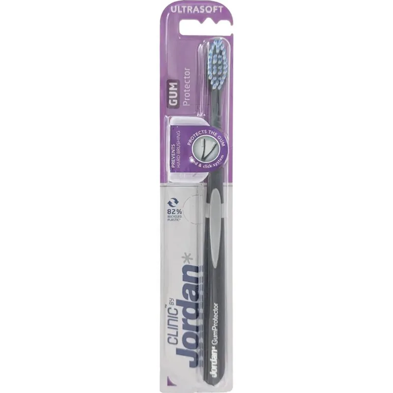 Jordan Clinic Gum Protector Toothbrush Ultra Soft Μαύρη Μαλακή Οδοντόβουρτσα με Εξαιρετικά Λεπτές Ίνες για Προστασία των Ούλων 1 Τεμάχιο, Κωδ 310059