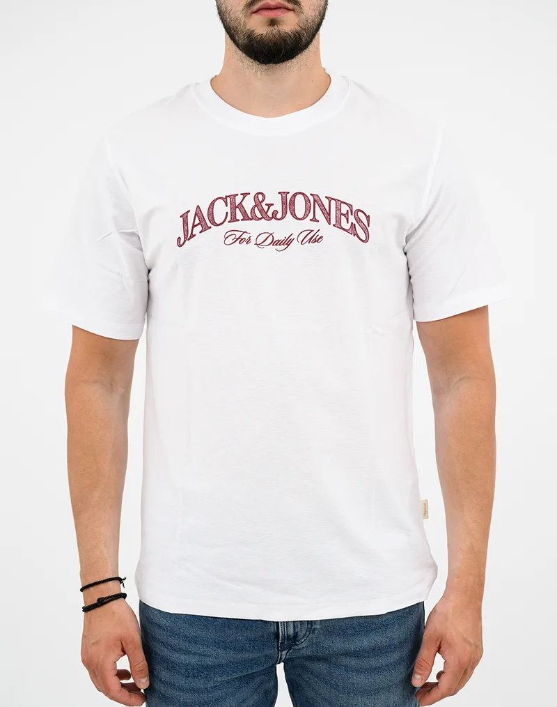 JACK&JONES JORCASSIS BRANDING TEE SS CREW NECK 12295054-BRIGHT WHITE White