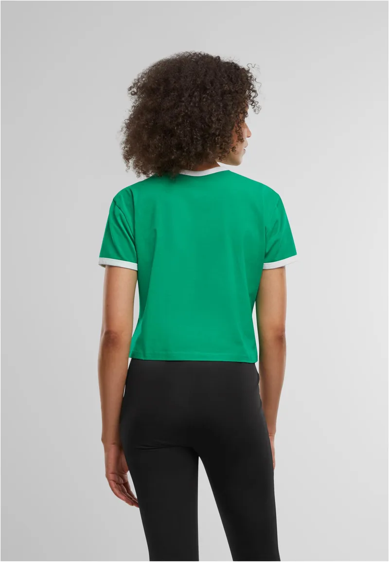 Ladies Contrast Retro T-Shirt Urban Classics TB7492-20464 froggreen/white